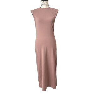 Public Rec Sleeveless Midi Dress Stretchy Pink Mauve Pima Cotton Womens Size XS